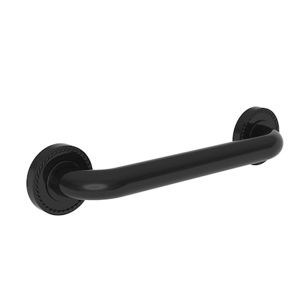 Newport Brass 15" L, Two Post, Solid Brass, 12" Grab Bar in Gloss Black, Gloss Black 1020-3912/54
